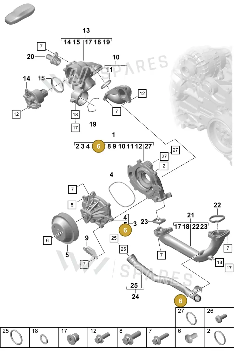 PAF008836 — Porsche Boxster Spyder (2019-2020) diagram p55105000, position 6