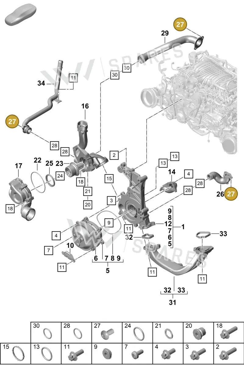 PAF008923 — Porsche Boxster Spyder (2019-2020) diagram p55105005, position 27