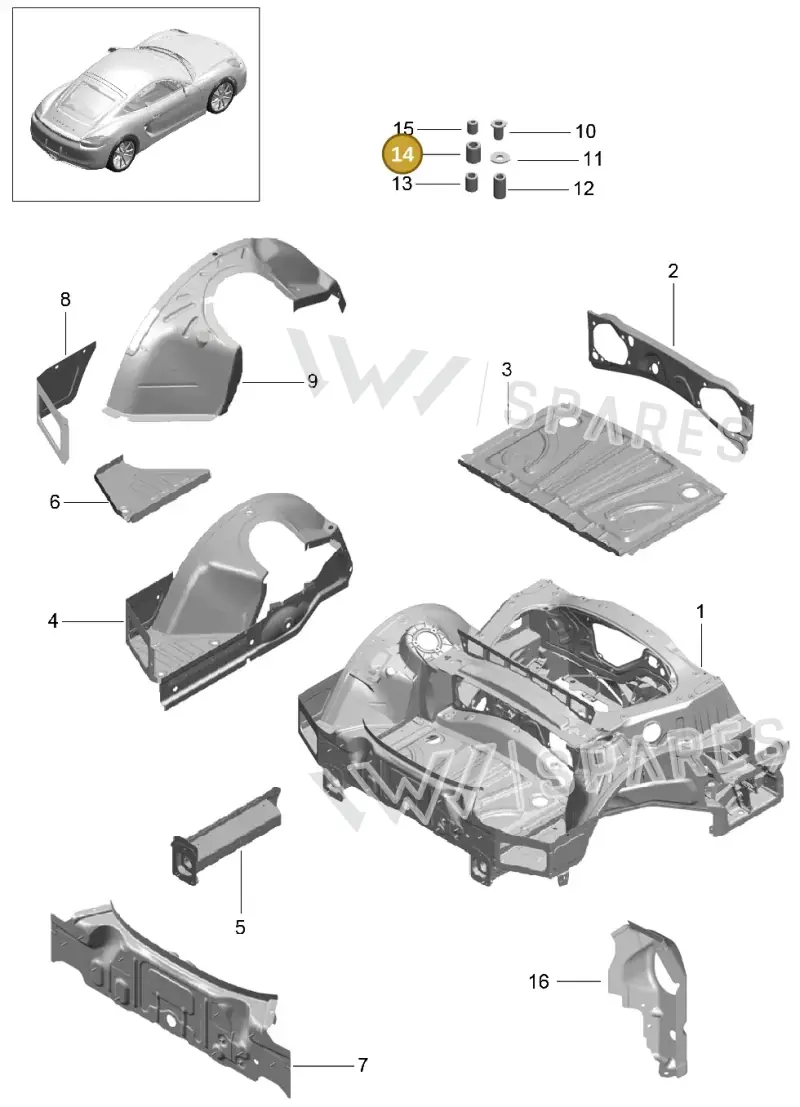 PAF008977 — Porsche Cayman (2013-2016) diagram p40801035, position 14