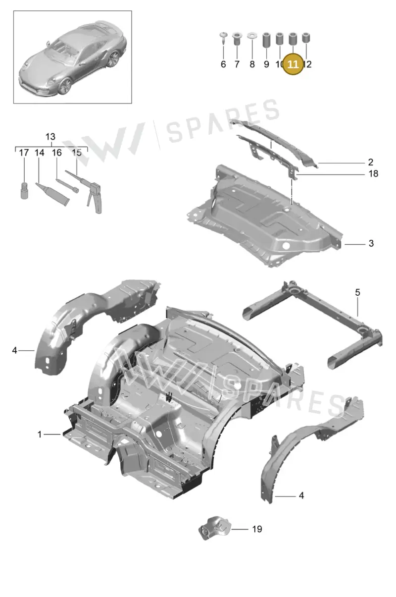 PAF008977 — Porsche GT2 RS Clubsport (2013-2020) diagram p42801035, position 11