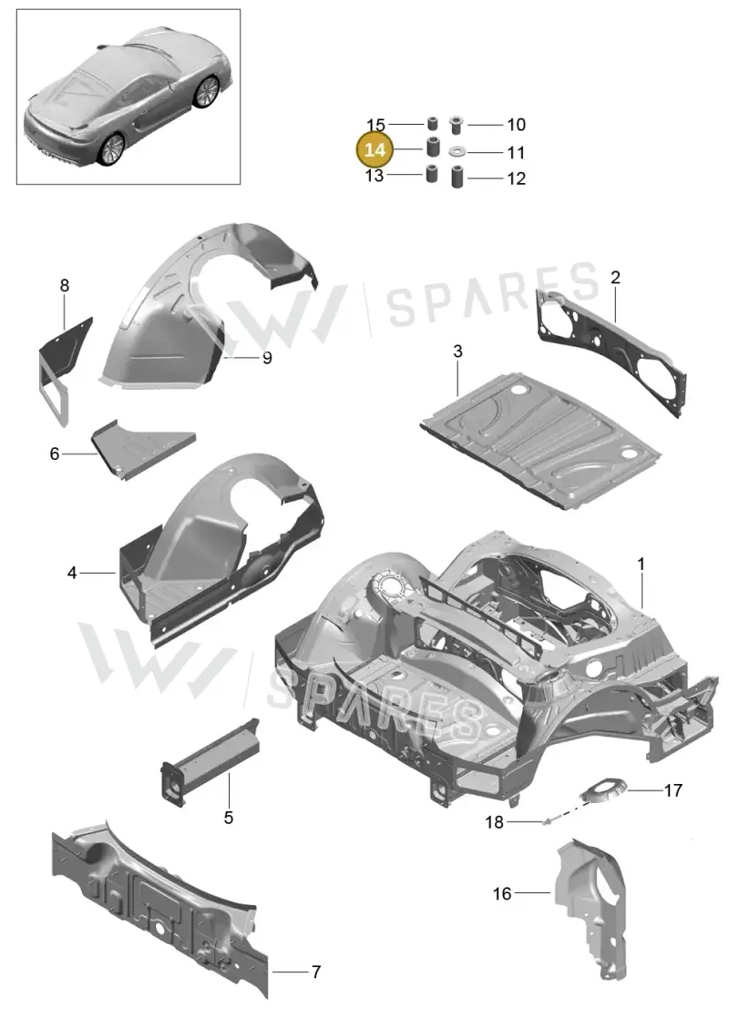 PAF008977 — Porsche Cayman GT4 (2015-2016) diagram p45801035, position 14