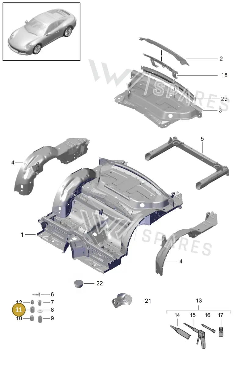 PAF008977 — Porsche 911 (2016-2019) diagram p47801035, position 11