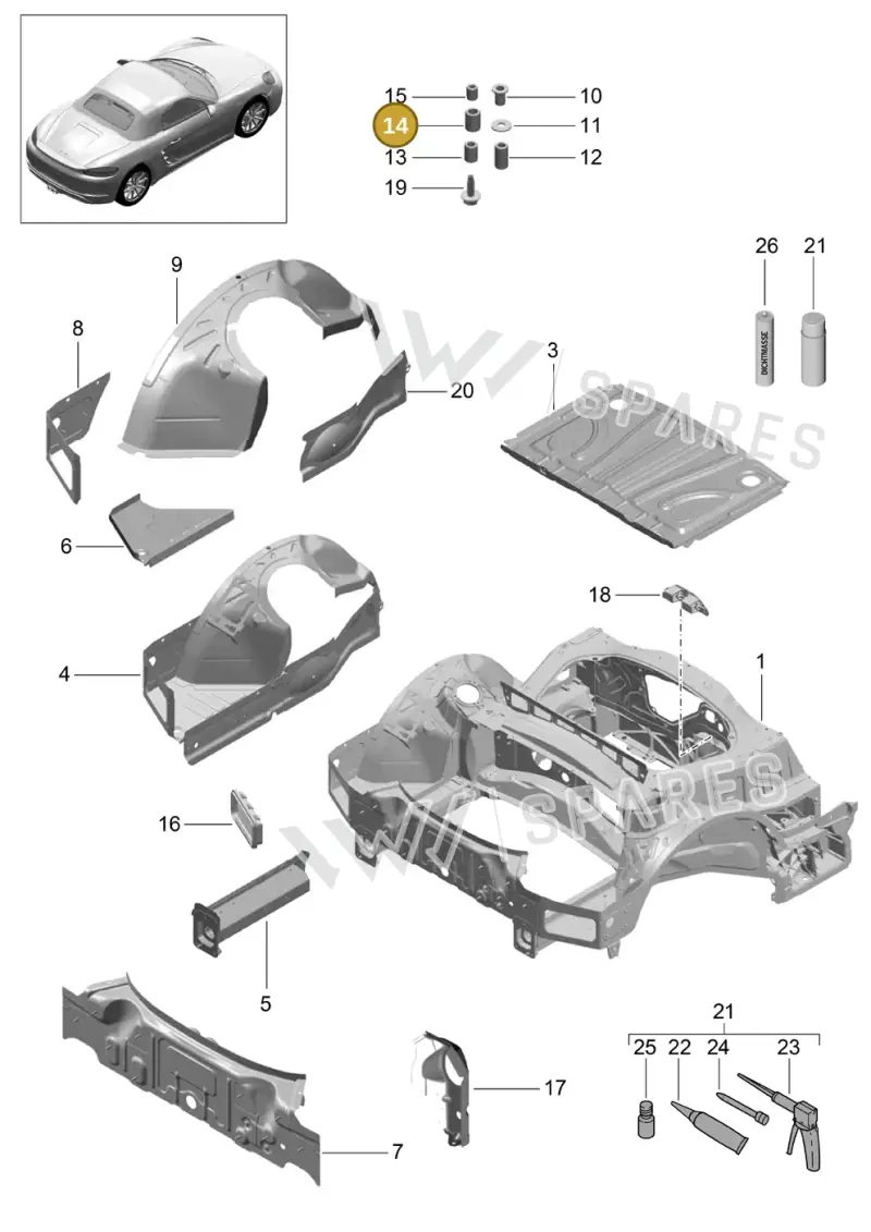 PAF008977 — Porsche Boxster (2016-2019) diagram p48801035, position 14