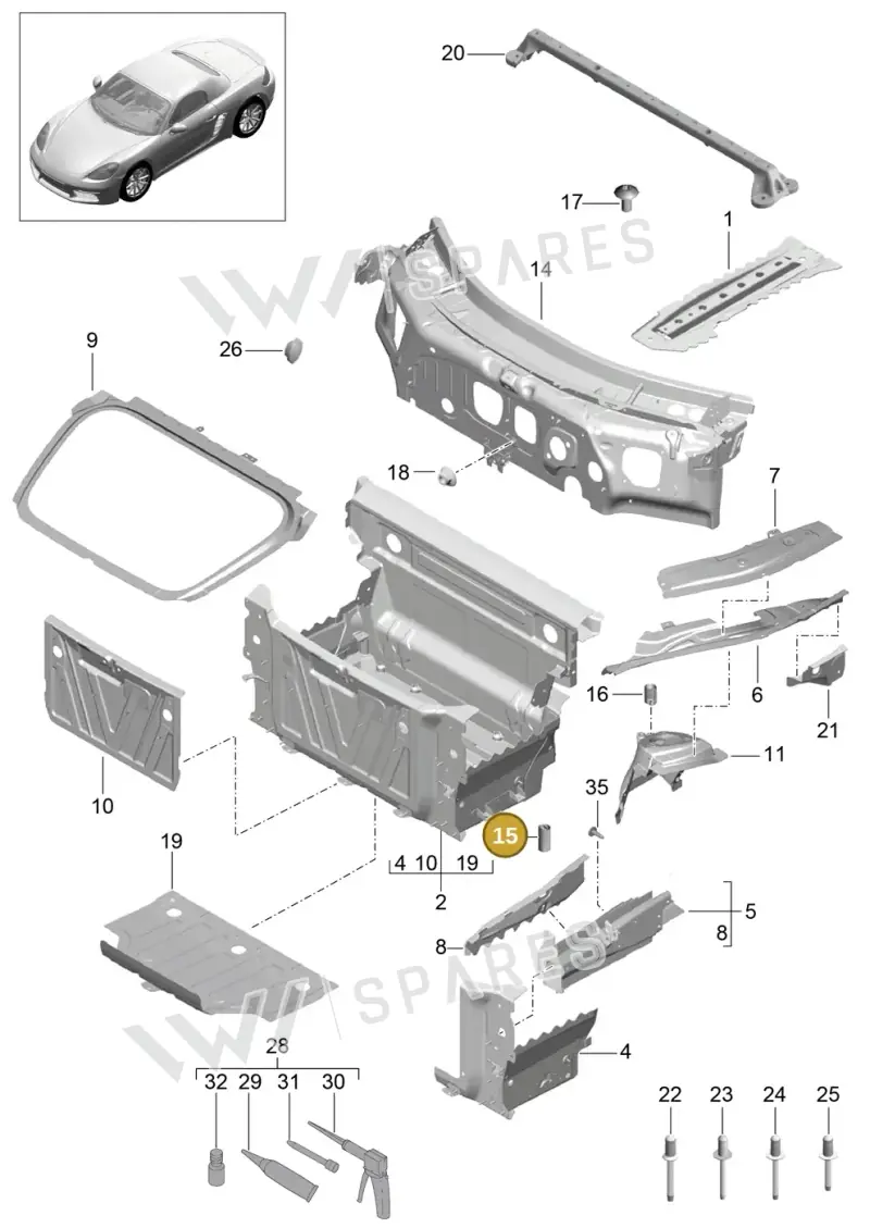 PAF008978 — Porsche Boxster (2016-2019) diagram p48801010, position 15