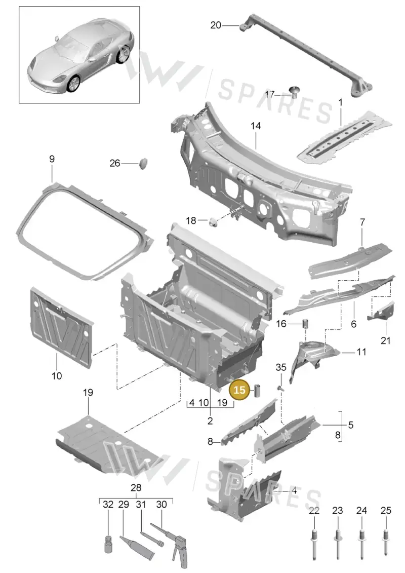 PAF008978 — Porsche Cayman (2016-2019) diagram p50801010, position 15
