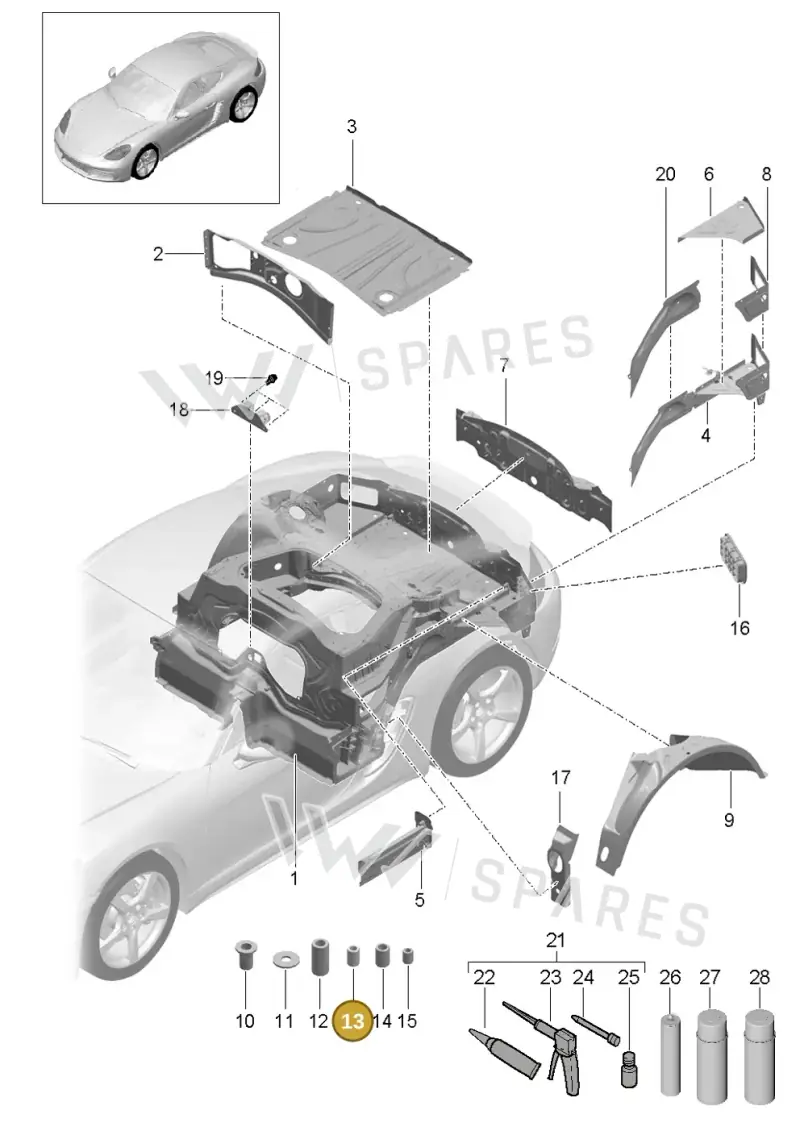PAF008979 — Porsche Cayman (2016-2019) diagram p50801035, position 13
