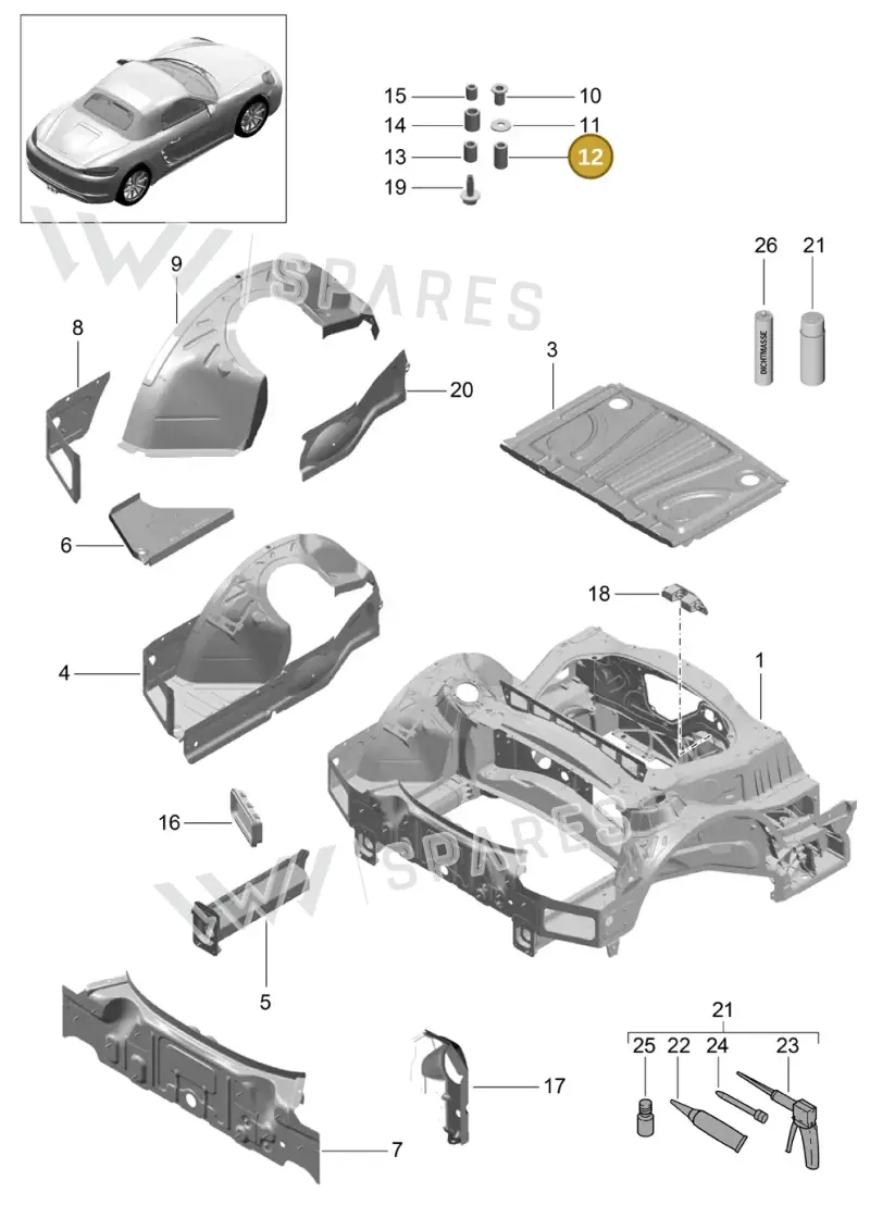 PAF008980 — Porsche Boxster (2016-2019) diagram p48801035, position 12