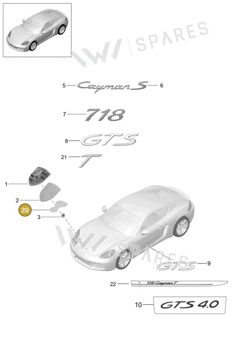 PAF009010 — Porsche Cayman (2016-2019) diagram p50810000, position 20