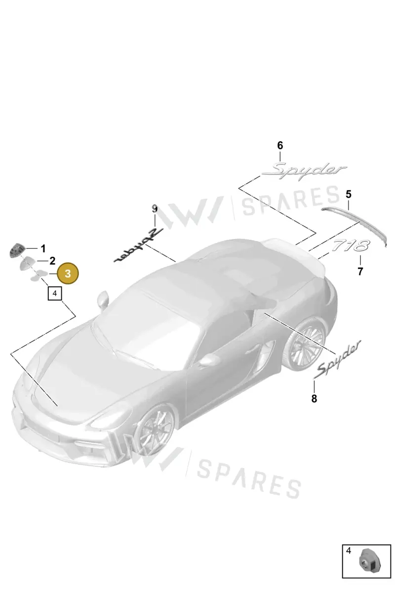 PAF009010 — Porsche Boxster Spyder (2019-2020) diagram p54810000, position 3