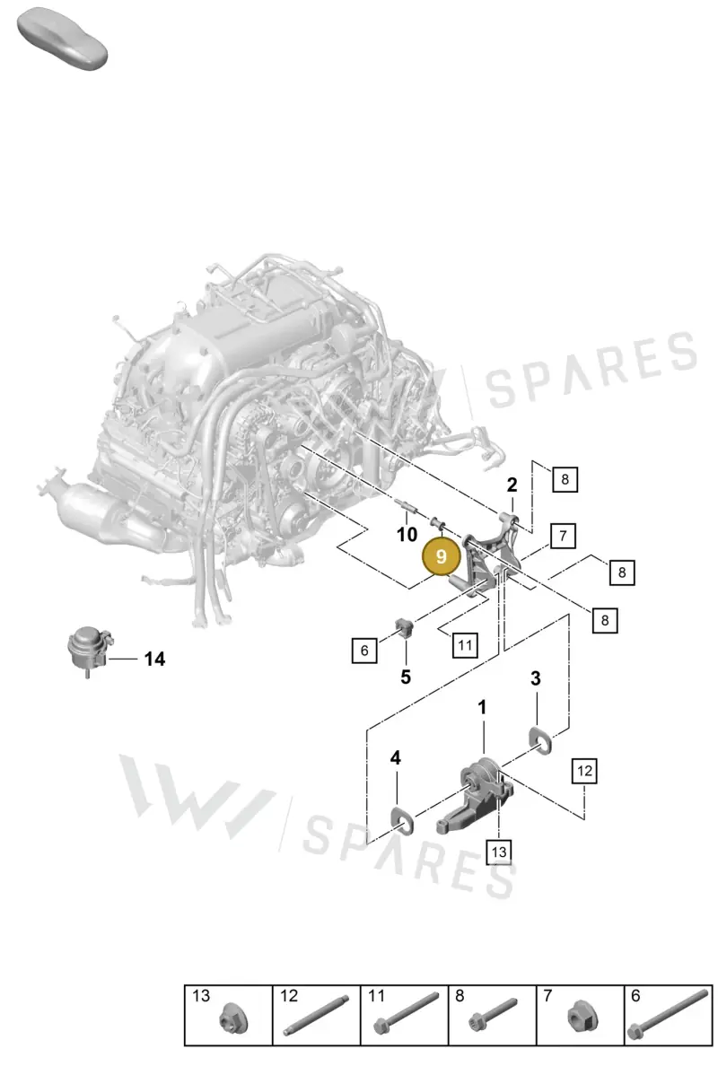PAF009050 — Porsche Boxster Spyder (2019-2020) diagram p55109000, position 9