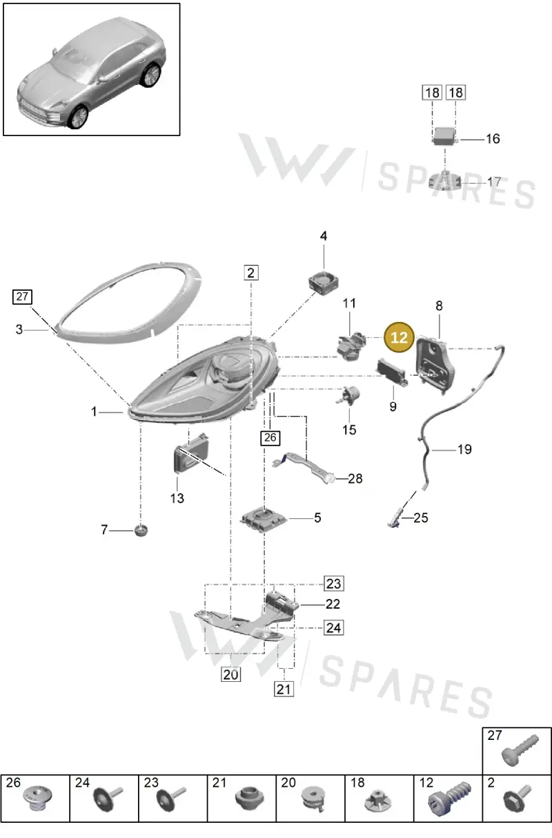 PAF009301 — Porsche Macan (2018-2022) diagram p52000219, position 12