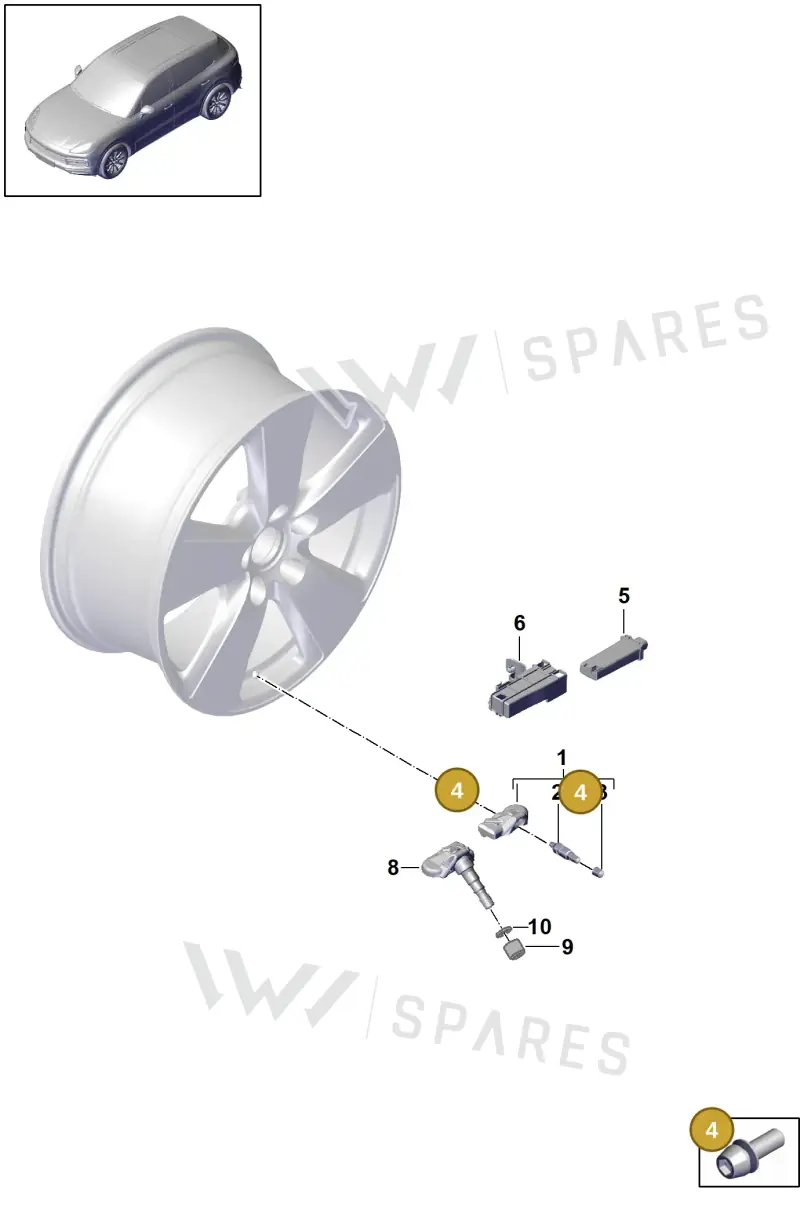 PAF009379 — Porsche Cayenne (2017-2023) diagram p51601050, position 4