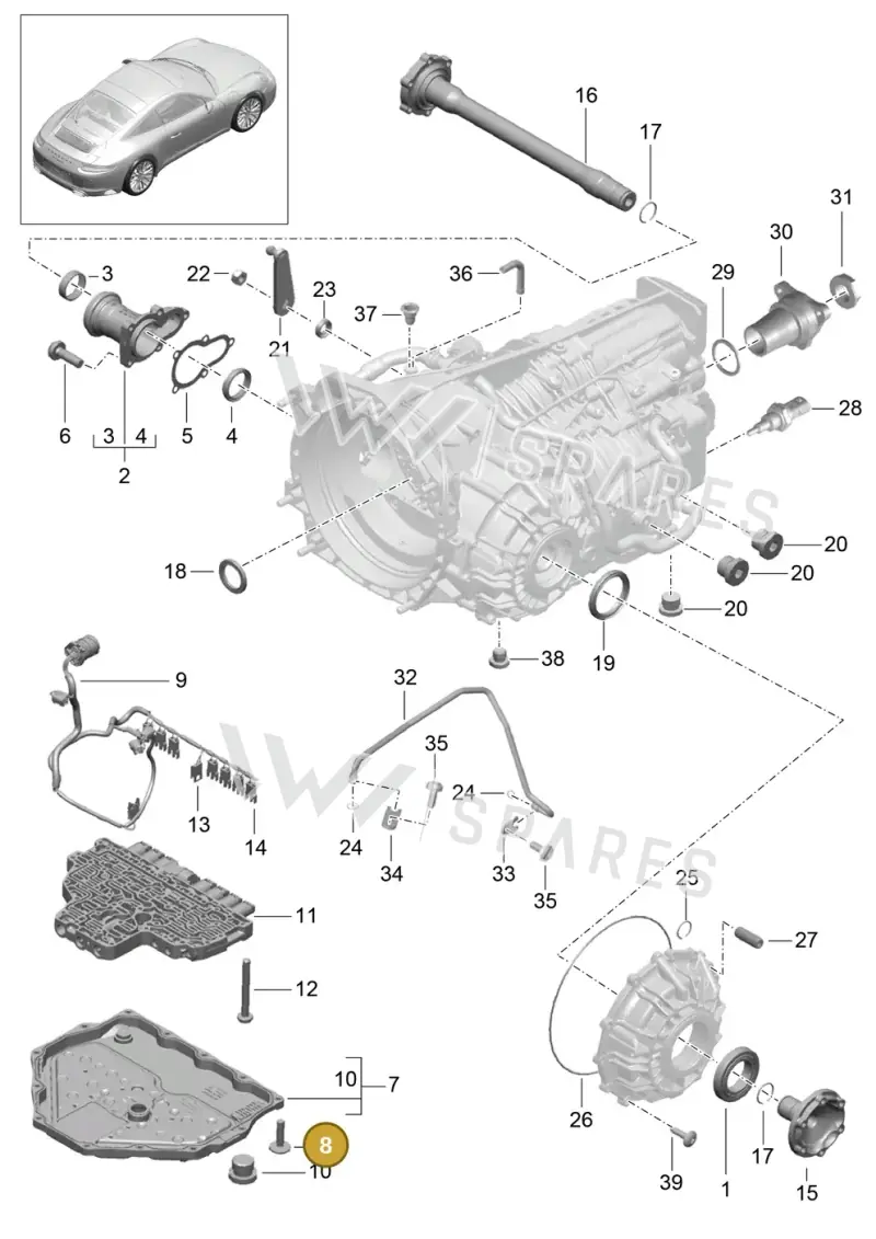 PAF009388 — Porsche 911 (2016-2019) diagram p47320005, position 8