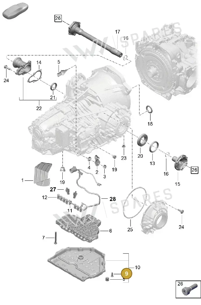 PAF009388 — Porsche Boxster Spyder (2019-2020) diagram p54320050, position 9