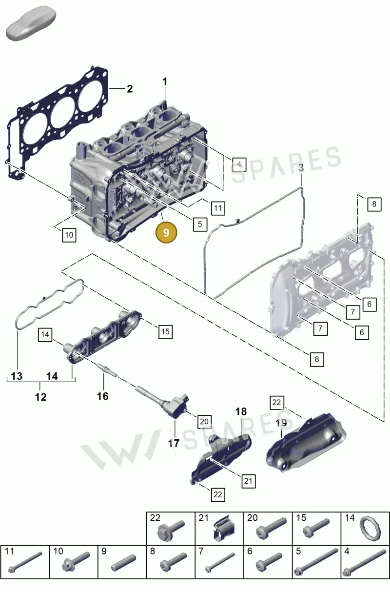 PAF009467 — Porsche Boxster Spyder (2019-2020) diagram p55103005, position 9