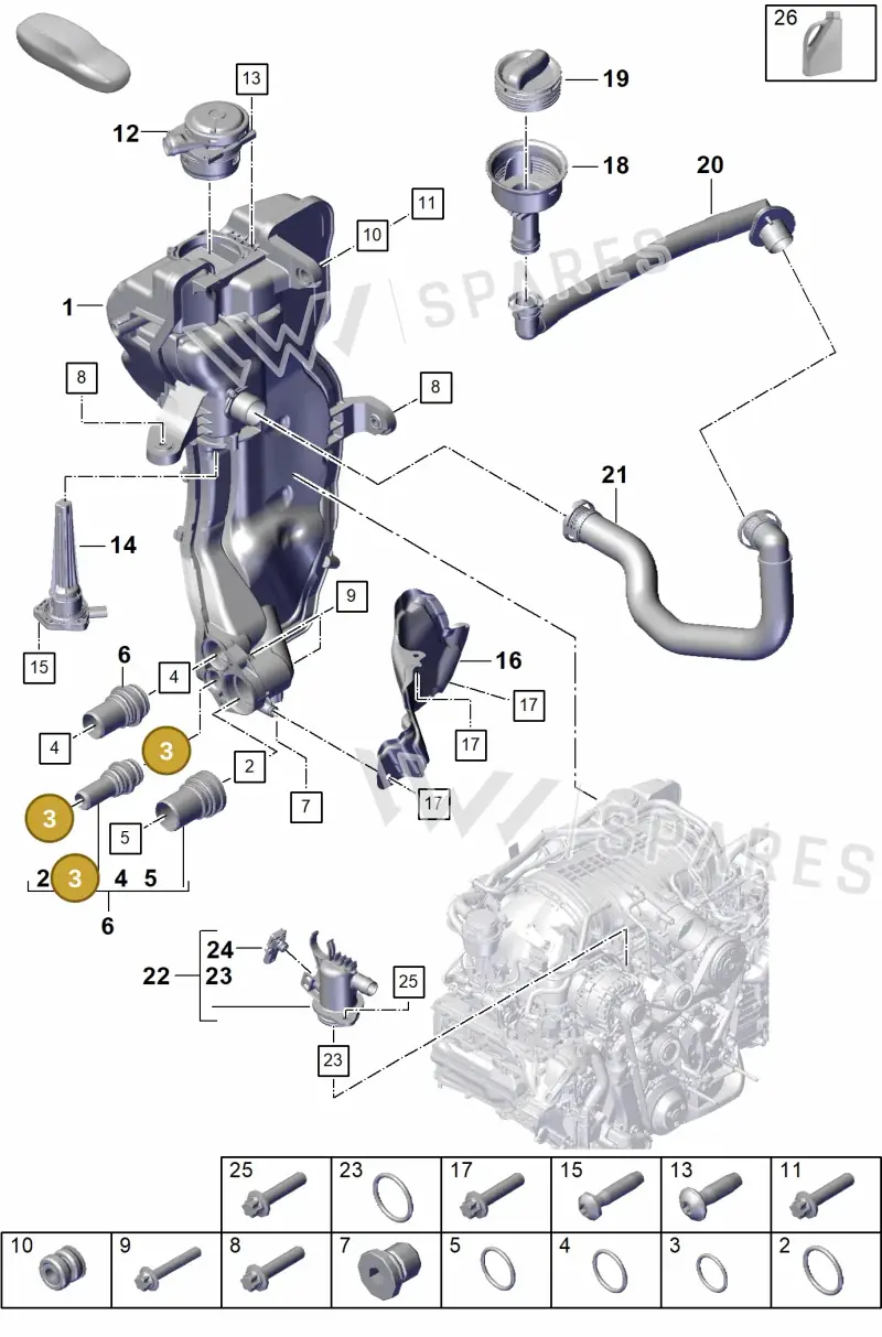 PAF009487 — Porsche Boxster Spyder (2019-2020) diagram p55104200, position 3