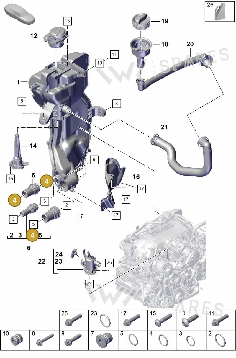 PAF009488 — Porsche Boxster Spyder (2019-2020) diagram p55104200, position 4