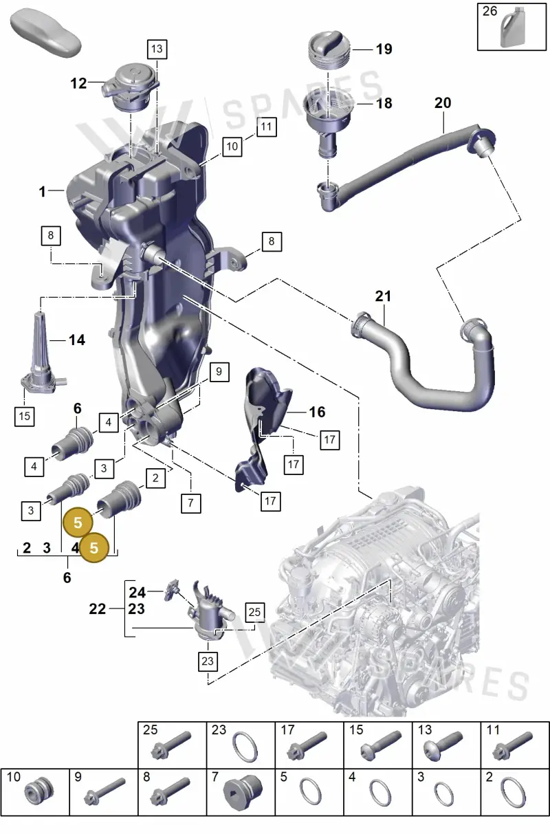 PAF009489 — Porsche Boxster Spyder (2019-2020) diagram p55104200, position 5