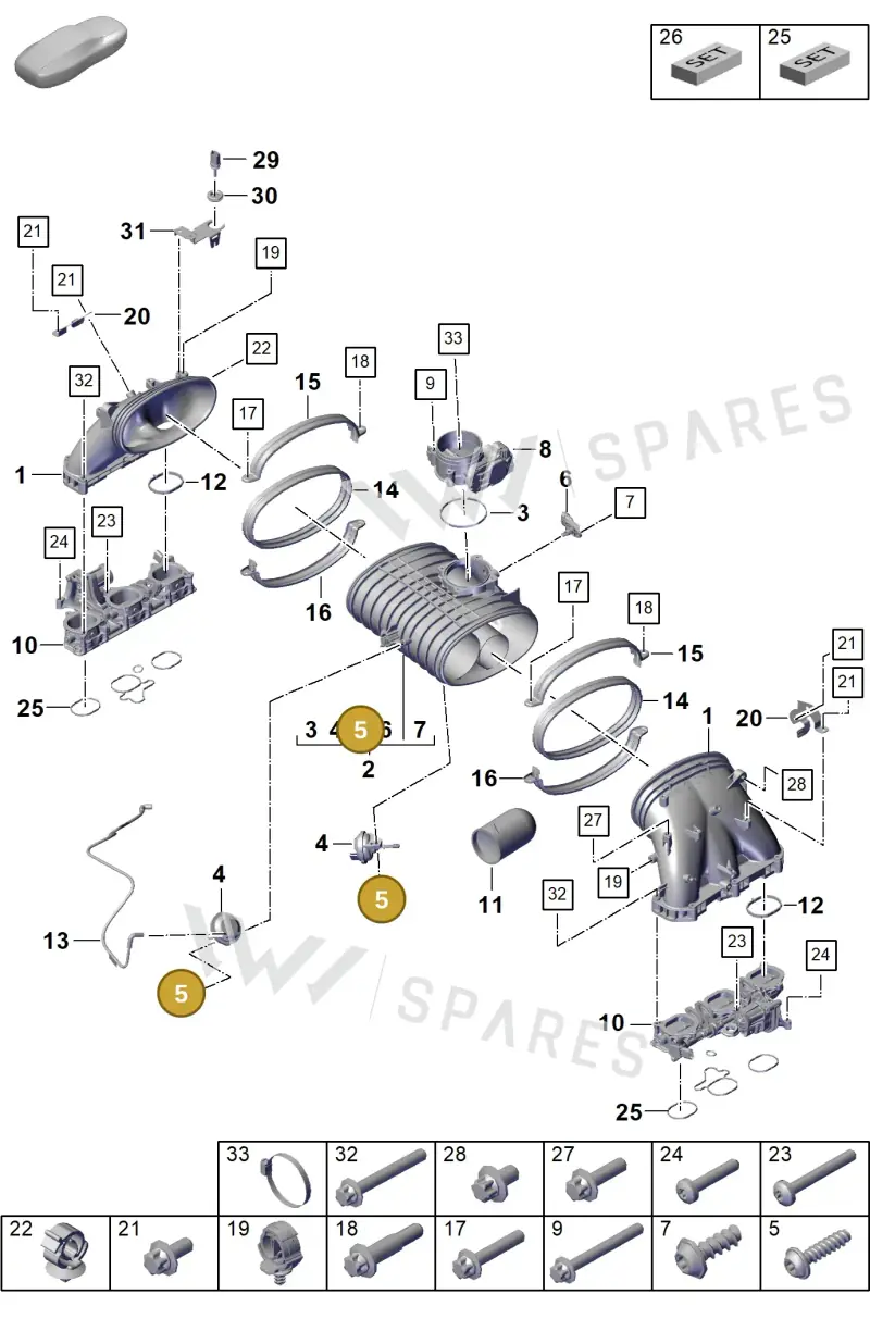 PAF009491 — Porsche Boxster Spyder (2019-2020) diagram p55107105, position 5
