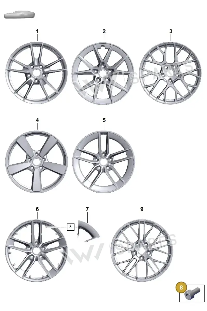 PAF009498 — Porsche 911 (2024-2025) diagram p63601000, position 8
