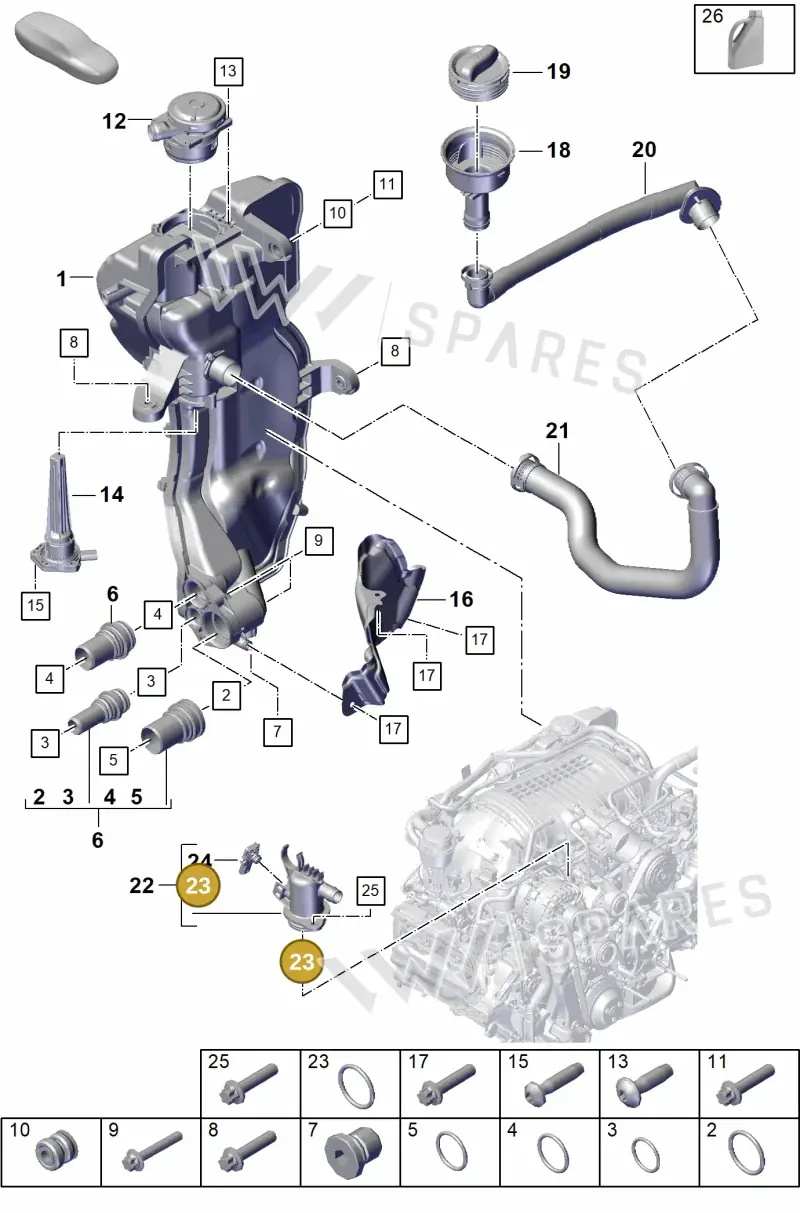 PAF009533 — Porsche Boxster Spyder (2019-2020) diagram p55104200, position 23