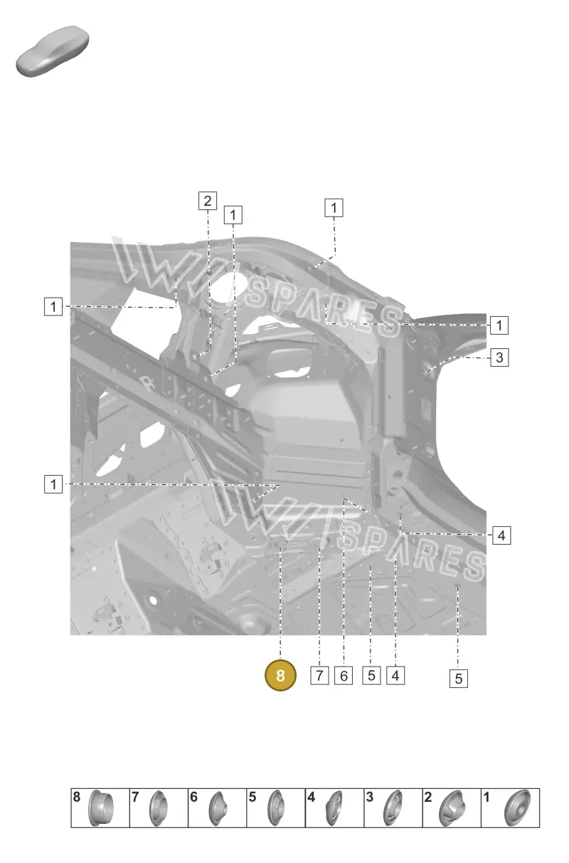 PAF009902 — Porsche 911 (2018-2024) diagram p53806100, position 8