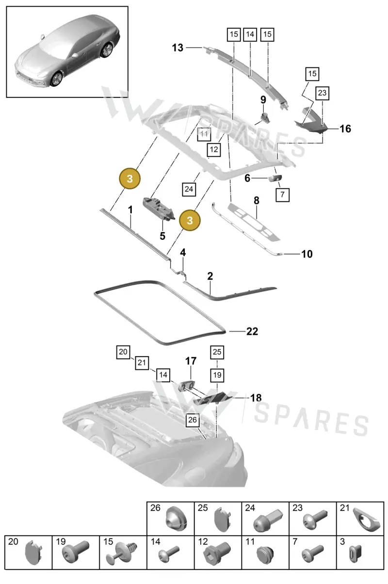 PAF010113 — Porsche Panamera (2016-2020) diagram p49803010, position 3