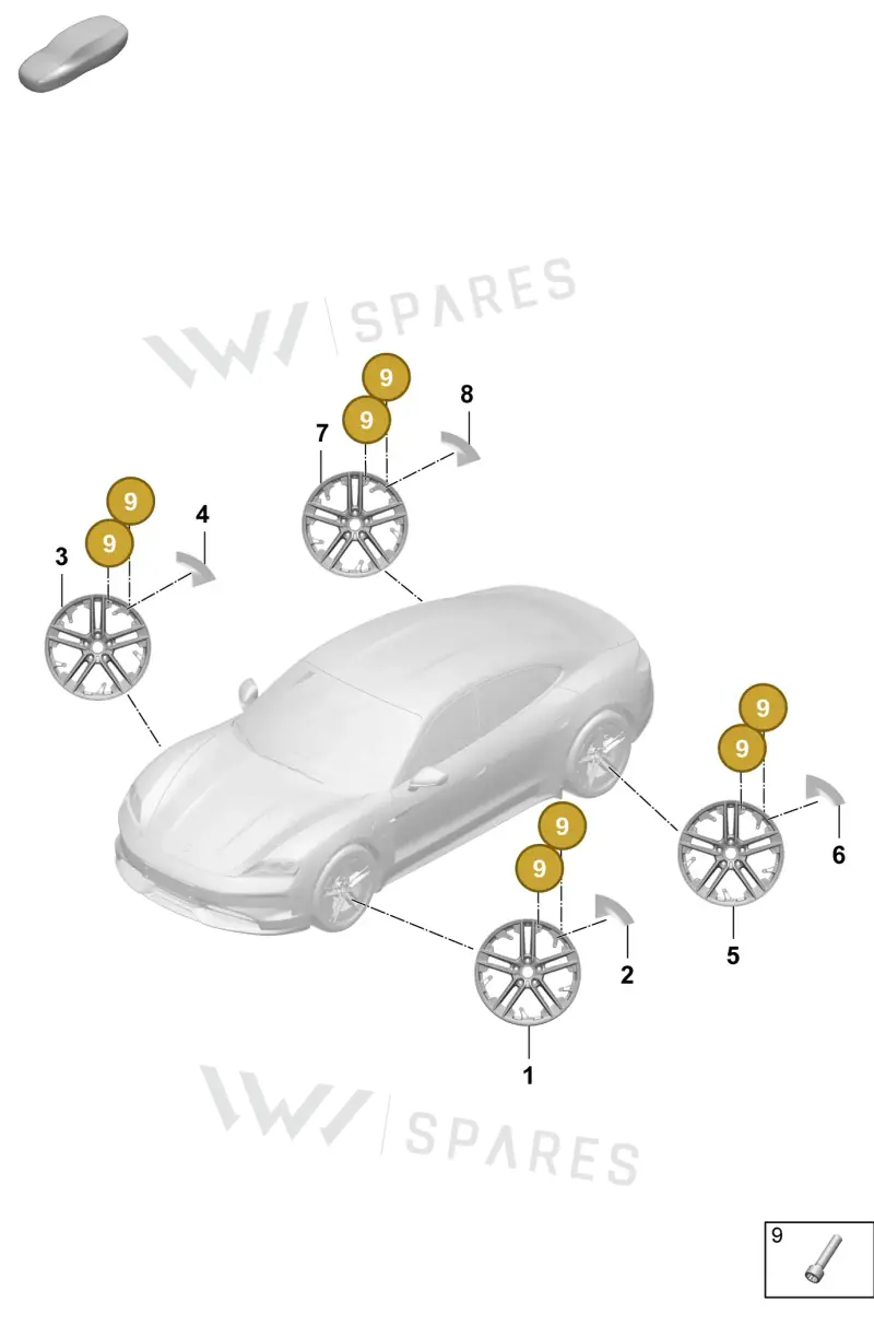 PAF011546 — Porsche Taycan Sport Turismo (2023-2025) diagram p64601150, position 9