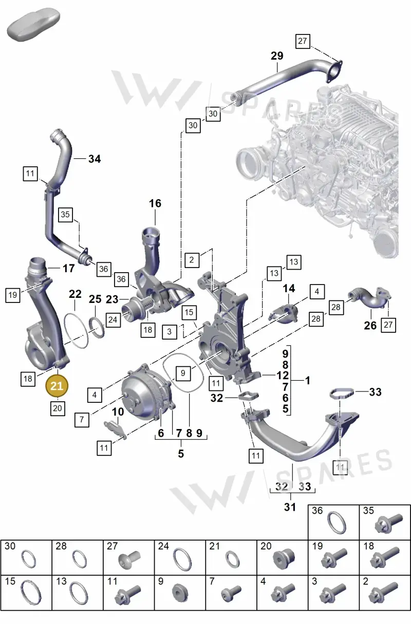 PAF013814 — Porsche 911 (2021-2022) diagram p59105000, position 21