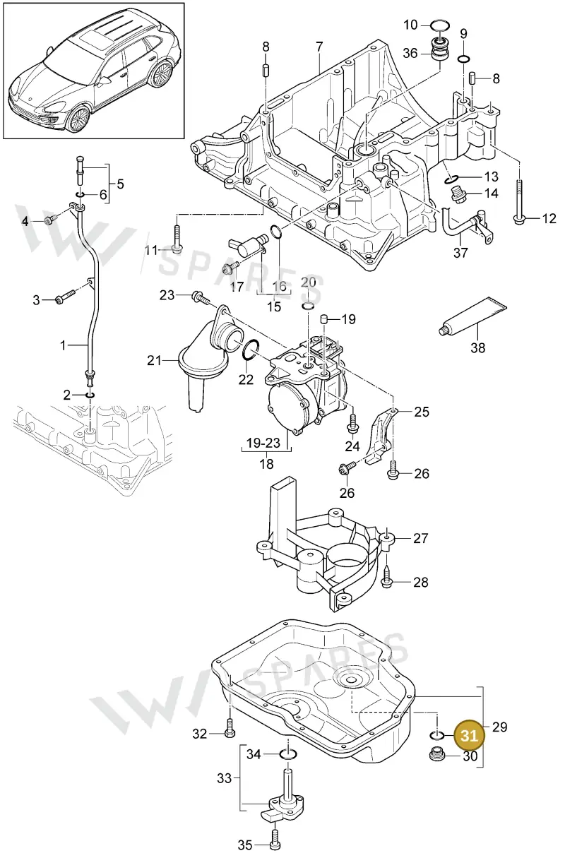 PAF013849 — Porsche Cayenne (2010-2018) diagram p37104035, position 31