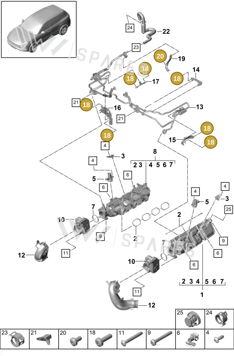PAF101243 — Porsche Cayenne (2017-2023) diagram p51107030, position 18+20