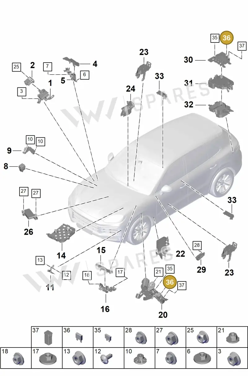 PAF102615A — Porsche Cayenne Coupe (2023-2023) diagram p60902000, position 36