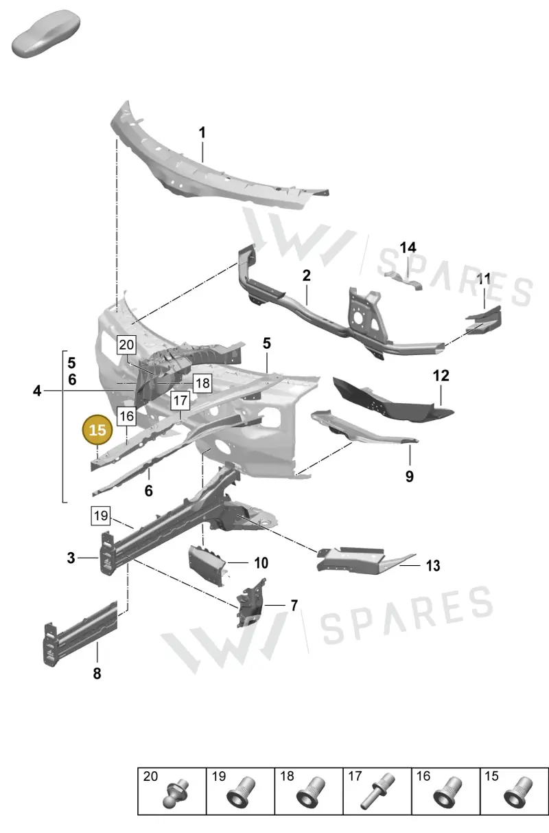 PAF106185 — Porsche Taycan Sport Turismo (2023-2025) diagram p64801110, position 15