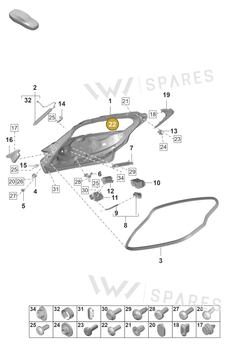 PAF106320 — Porsche Taycan Sport Turismo (2019-2024) diagram p56803050, position 22+25