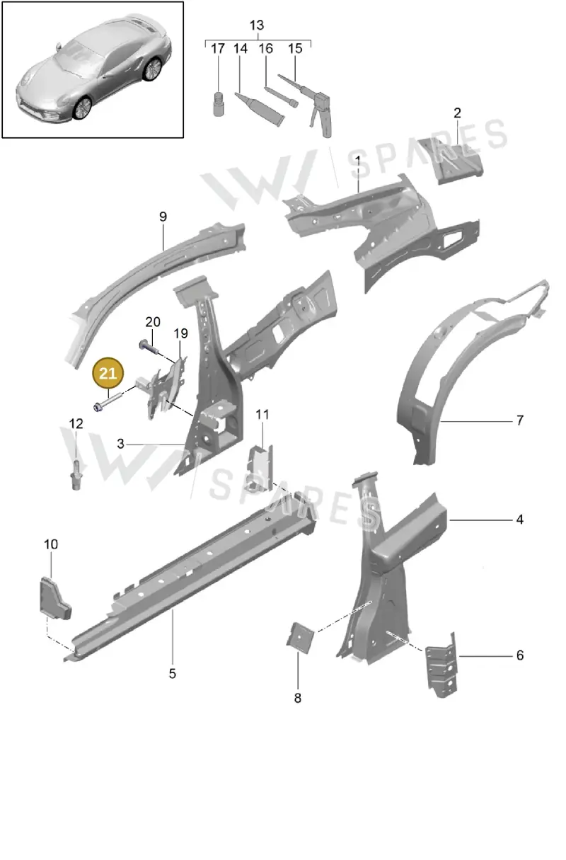 PAF106802 — Porsche GT2 RS Clubsport (2013-2020) diagram p42801050, position 21