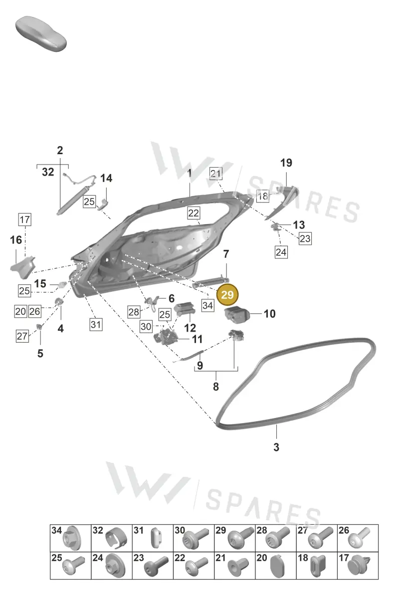 PAF107511 — Porsche Taycan Sport Turismo (2019-2024) diagram p56803050, position 29