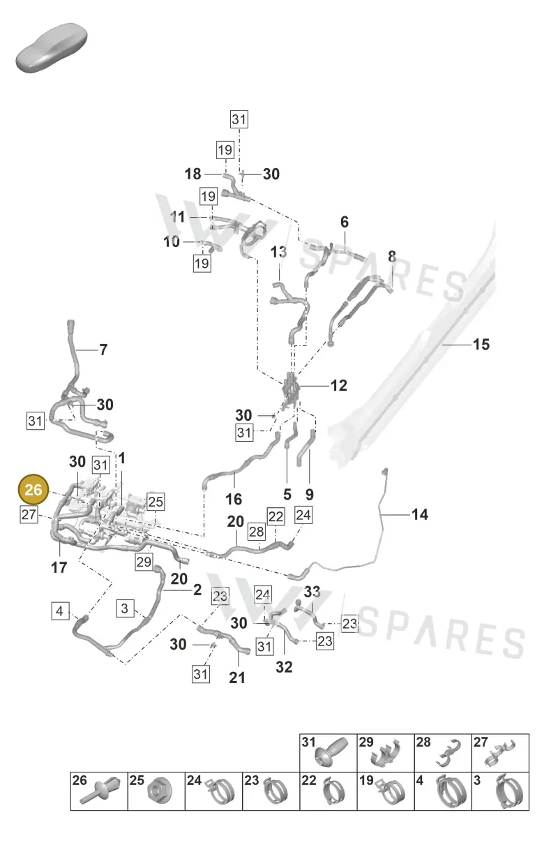 PAF108700 — Porsche Taycan Sport Turismo (2019-2024) diagram p56155050, position 26+34