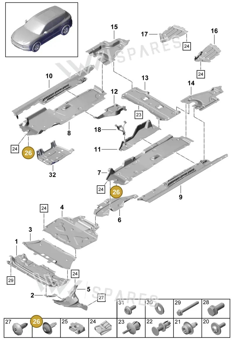 PAF82595100 — Porsche Cayenne (2017-2023) diagram p51801075, position 26