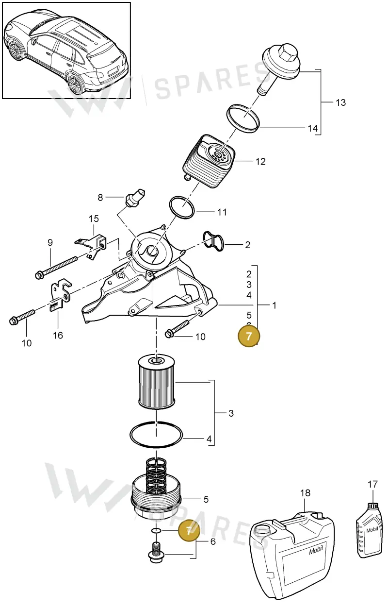 PAF904054 — Porsche Cayenne (2010-2018) diagram p37104060, position 6+7