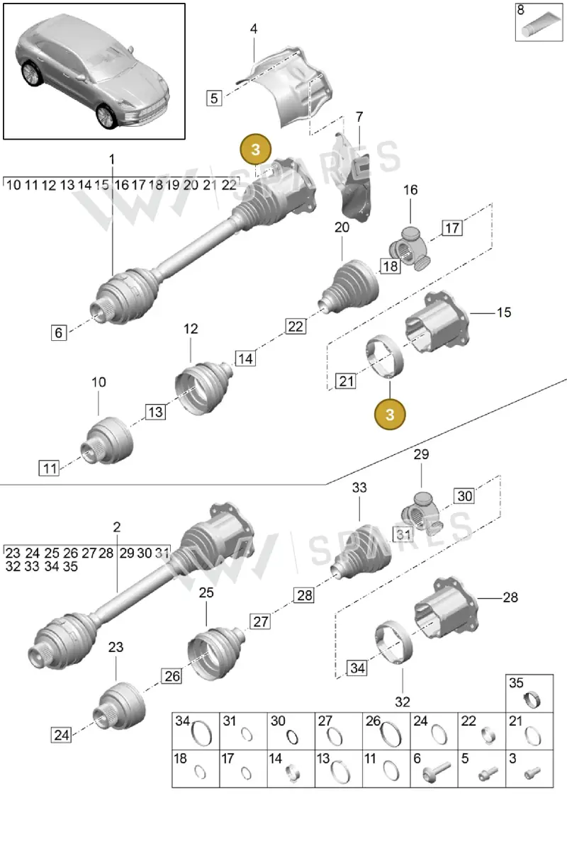 PAF904411 — Porsche Macan (2018-2022) diagram p52401030, position 3