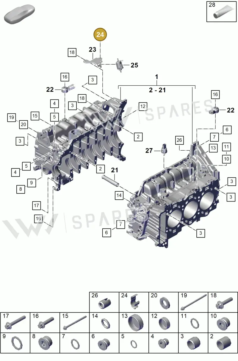 PAF906816 — Porsche Boxster Spyder (2019-2020) diagram p55101105, position 24