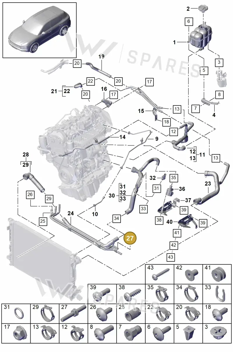 PAF907436 — Porsche Cayenne (2017-2023) diagram p51105085, position 27