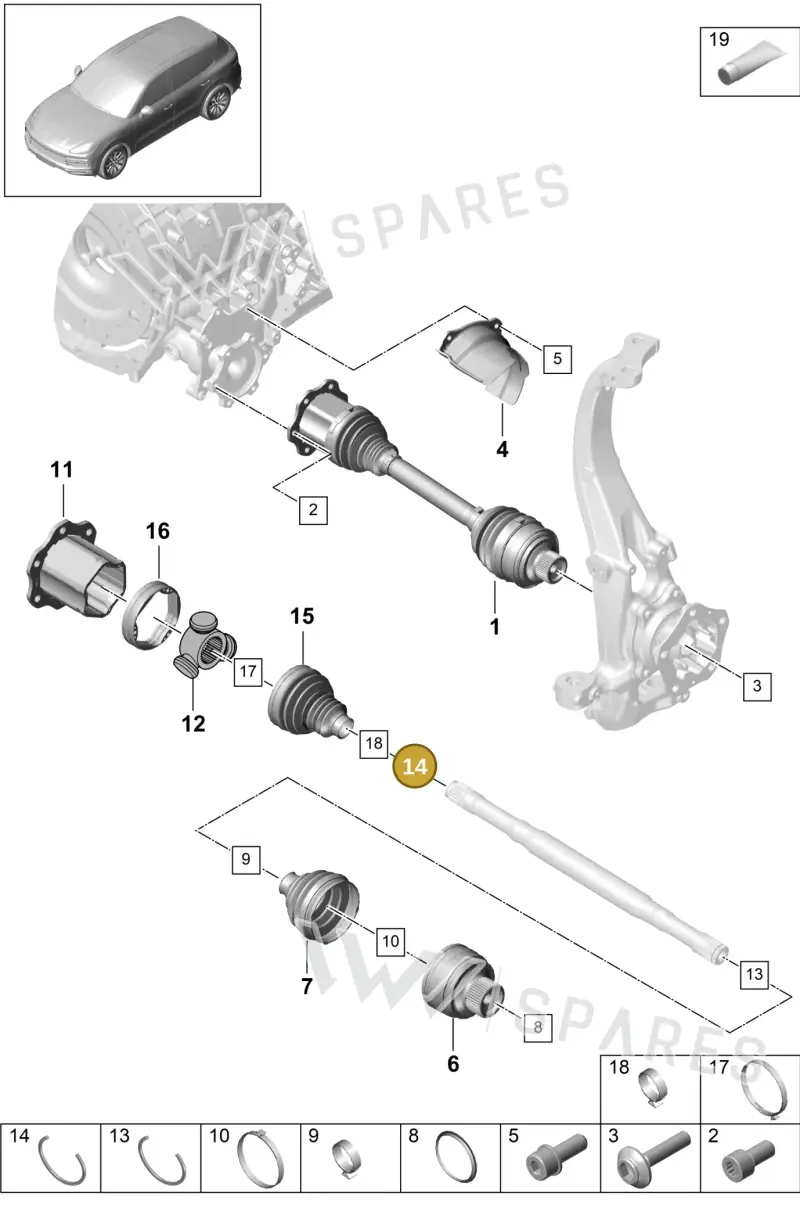 PAF908182 — Porsche Cayenne (2017-2023) diagram p51401030, position 14