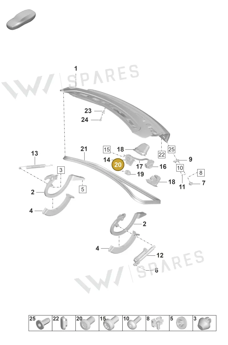 PAF908903 — Porsche Taycan Sport Turismo (2019-2024) diagram p56803010, position 20