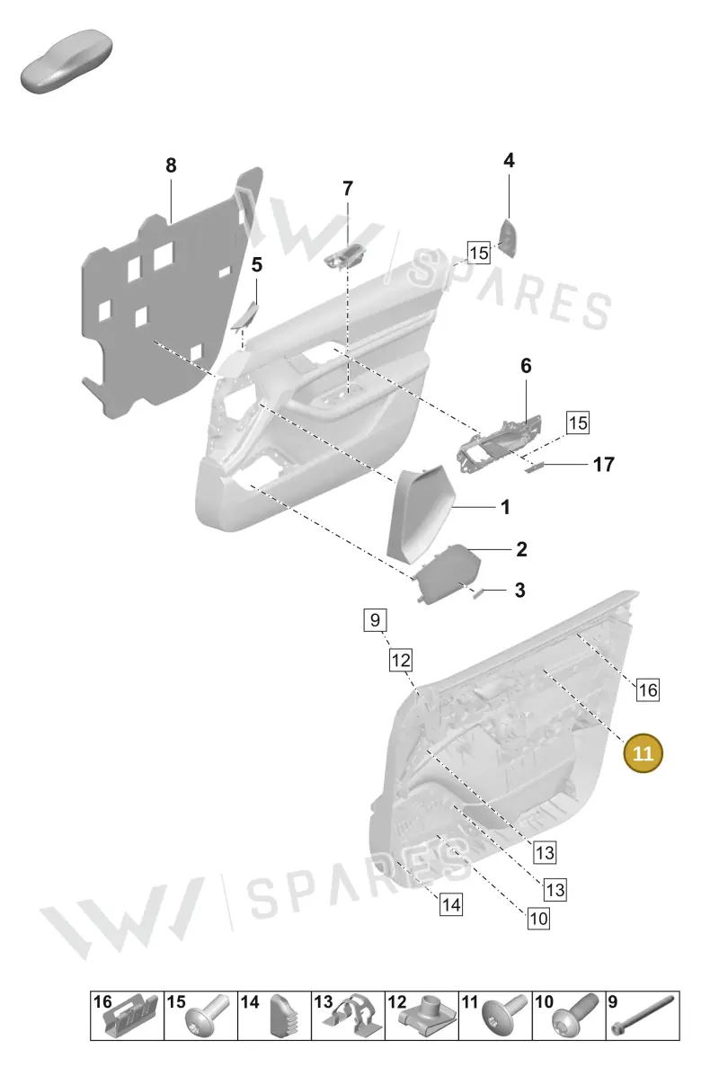 PAF90897402 — Porsche Taycan Sport Turismo (2019-2024) diagram p56808450, position 11