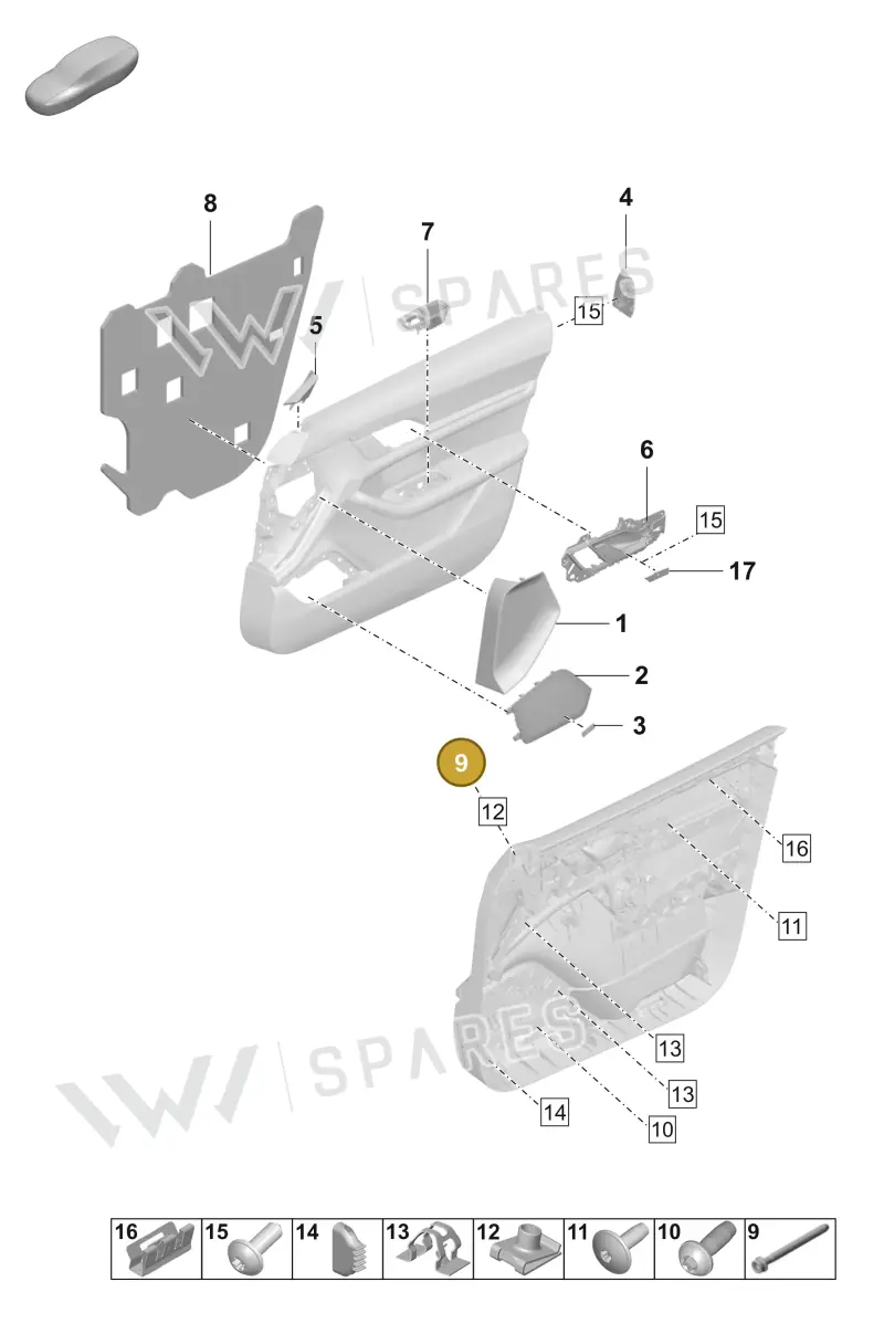 PAF909677 — Porsche Taycan Sport Turismo (2023-2025) diagram p56808450, position 9