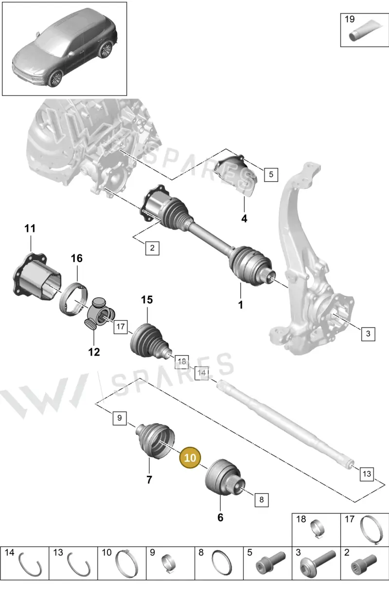PAF910023 — Porsche Cayenne (2017-2023) diagram p51401030, position 10