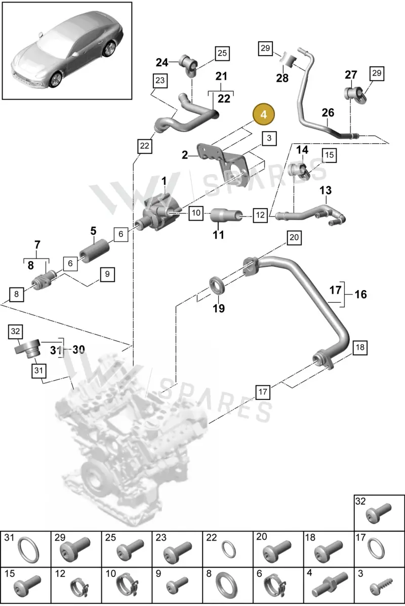 PAF910448 — Porsche Panamera (2016-2020) diagram p49105025, position 4
