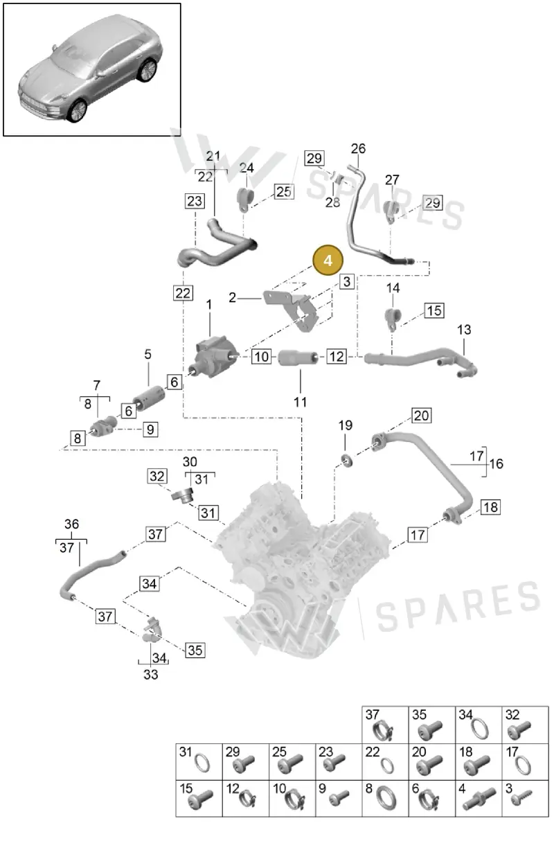 PAF910448 — Porsche Macan (2018-2022) diagram p52000015, position 4