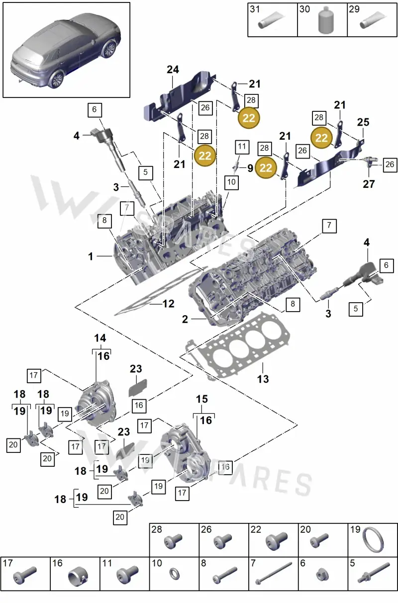 PAF910488 — Porsche Cayenne (2017-2023) diagram p51103000, position 22